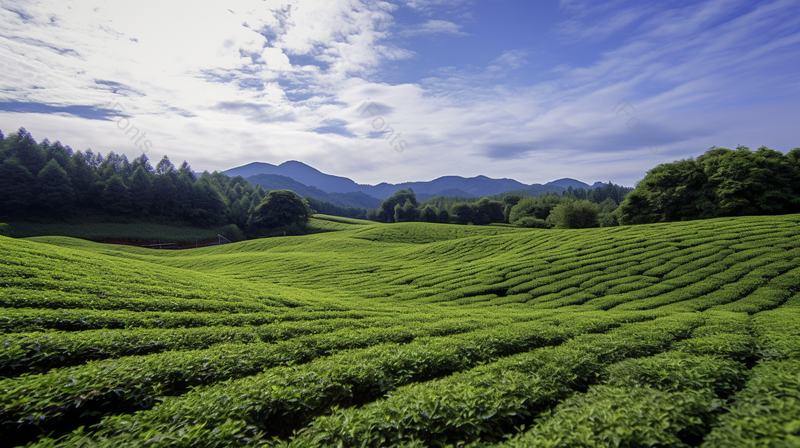 户外自然远处山脉茶园茶山全景摄影背景,高清,摄影图,摄影图片,图片大全,摄影图免费下载